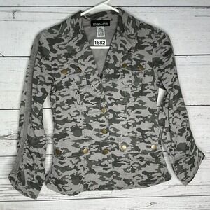 Mac and Me Gray Camo Folksy Breasted Army Cargo Blazer Jacket Women S China